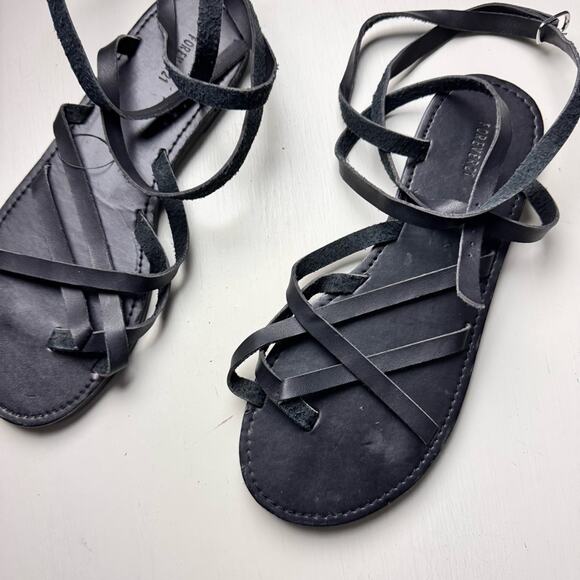 Forever 21 Black  Ankle Strap Gladiator Style Sandals Sz 7 - Picture 4 of 9